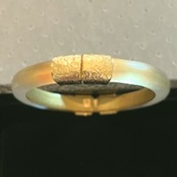 Alexis Bittar Jewelry - ALEXIS BITTAR Carved Lucite Hinged Cuff Bracelet in Gold